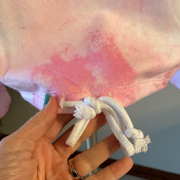 women’s pink pet lover TIE DYE crop sweatshirt WEEKENDS ARE FOR MY DOG L cotton - Picture 3 of 10